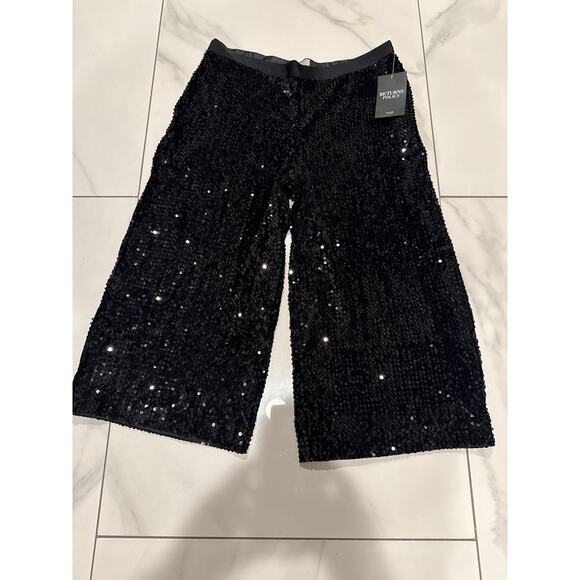 Pure Collection Women’s Black Cropped 
Sequin Trousers size 12 - Picture 1 of 12
